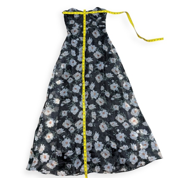 Lulus Chic Preciousness Black Floral Organza Bustier Maxi Dress Size Small - Picture 7 of 10